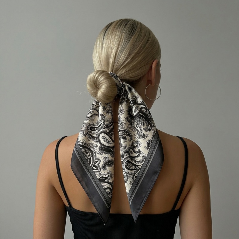 Women'S Vegan Bags - Luxury Satin Square Scarf Paisley Print