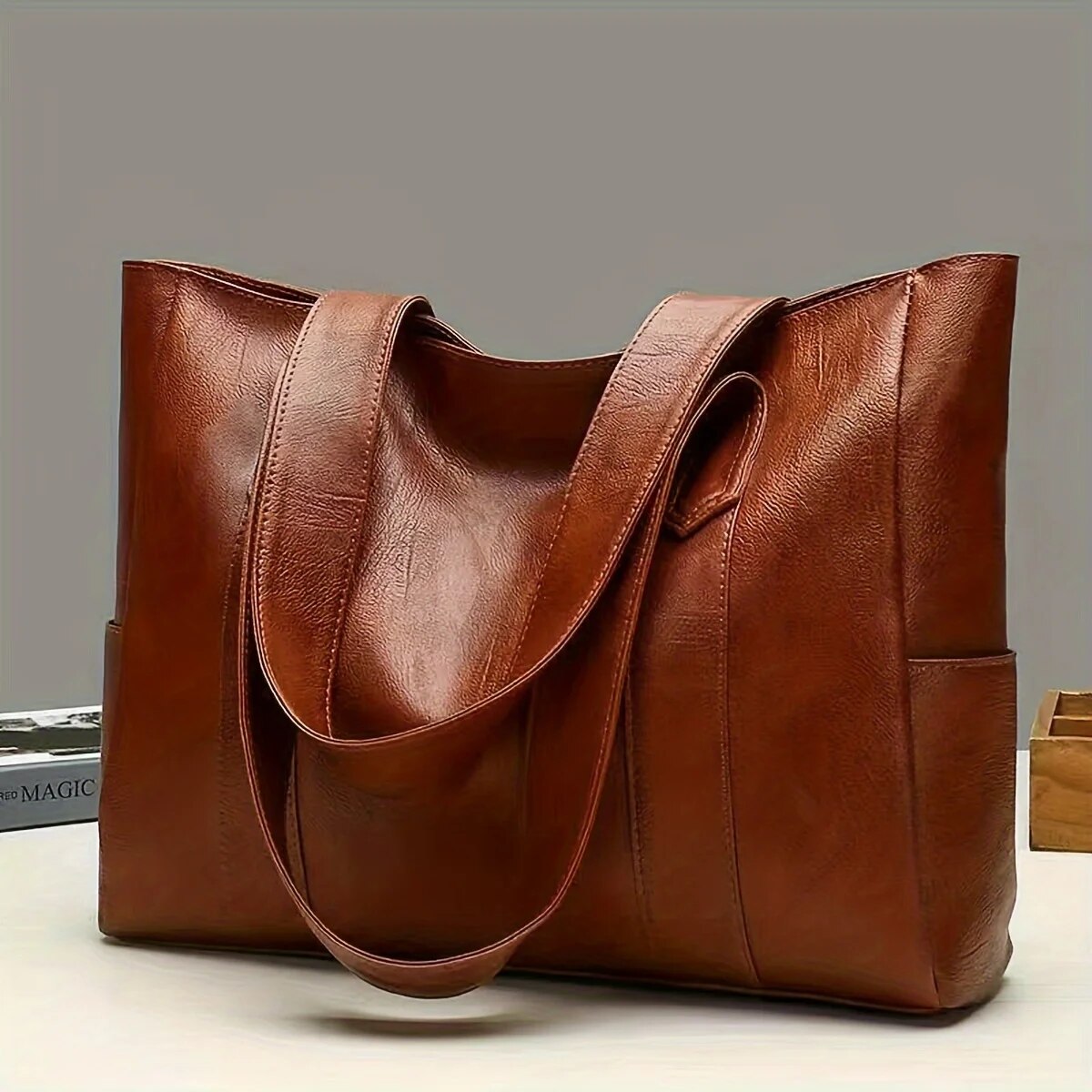 Women'S Vegan Bags - Vintage Large Capacity Tote Bag, Retro