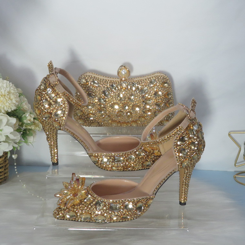 2021New  Golden crystal Bridal - Women Bags For Party reseña y precio