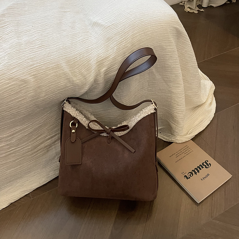 Faux Suede Solid Color Bow Cro - Women Bags Branded Sale reseña y precio