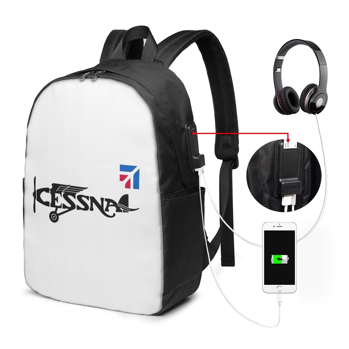 Cessna Logo Backpack Travel No - Women Bags Laptop reseña y precio