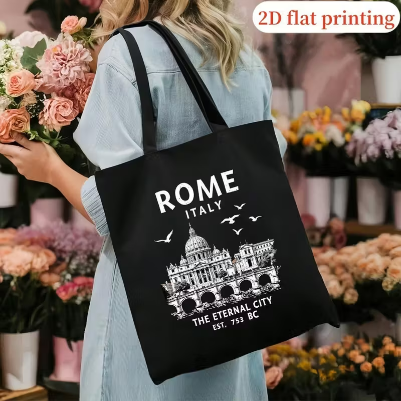 Vintage Rome Italy Canvas Tote - Women'S Vegan Bags reseña y precio