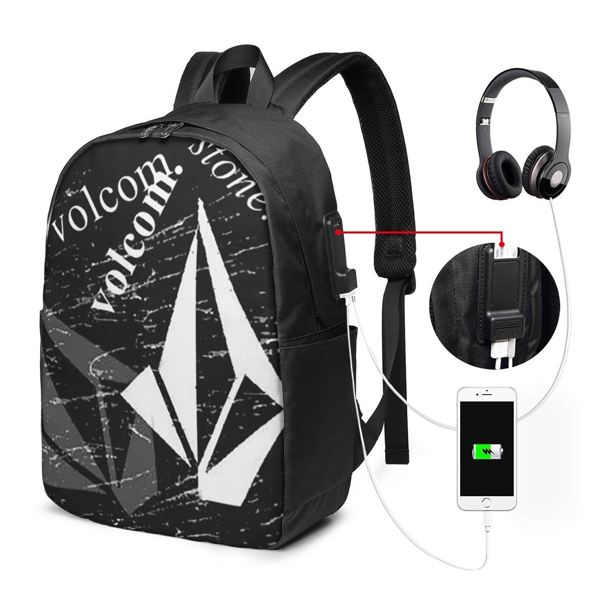 V-Volcom Logo Backpack Travel  - Women Bags Laptop reseña y precio