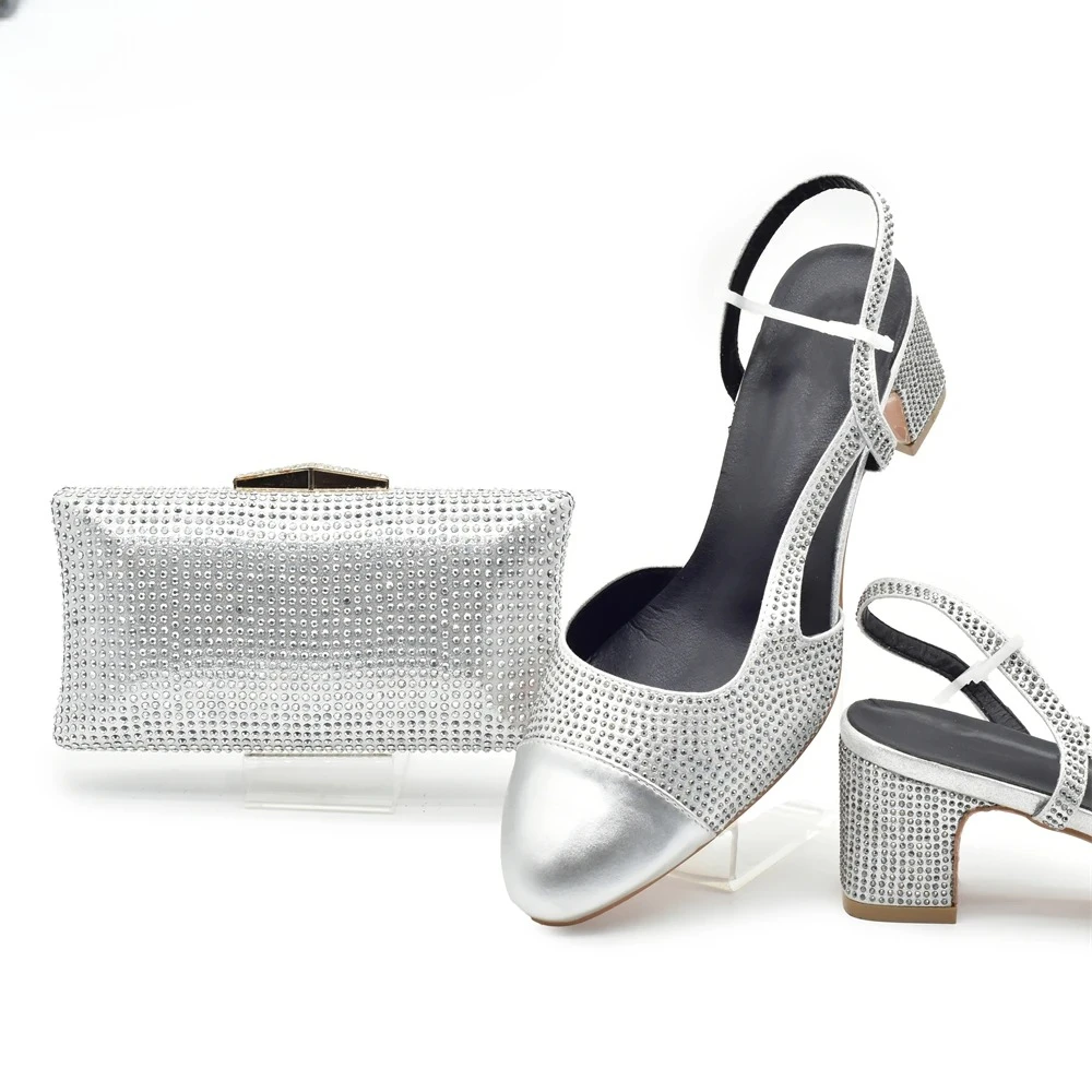 Silver Shoe and Bag Set for Pa - Women Bags For Party reseña y precio