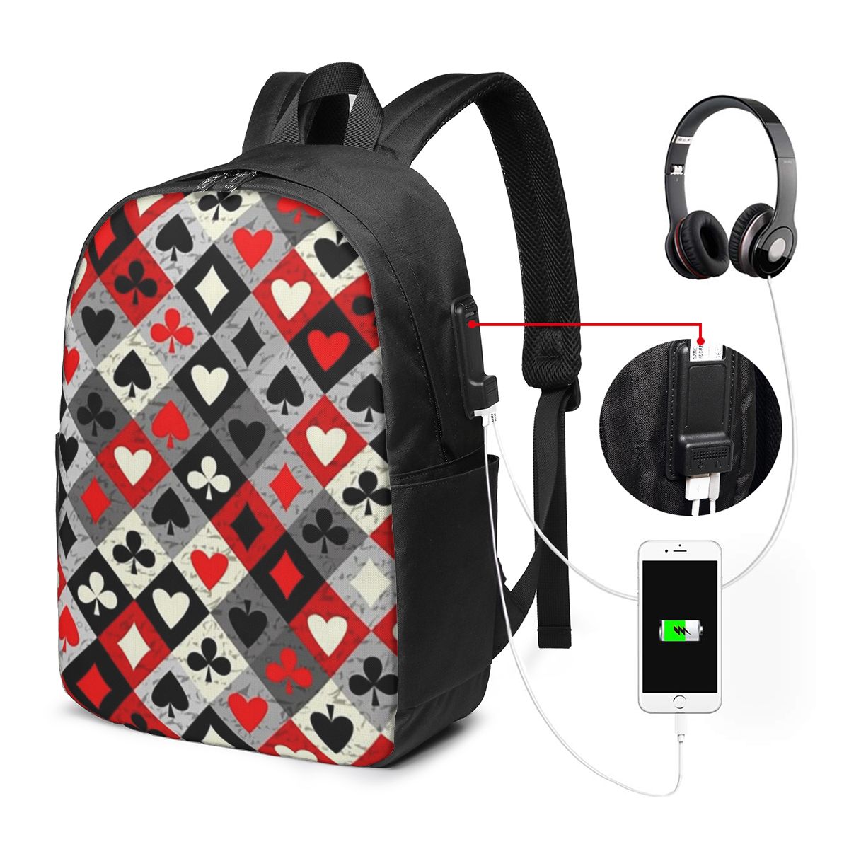 Playing Cards Poker Print Back - Women Bags For College reseña y precio