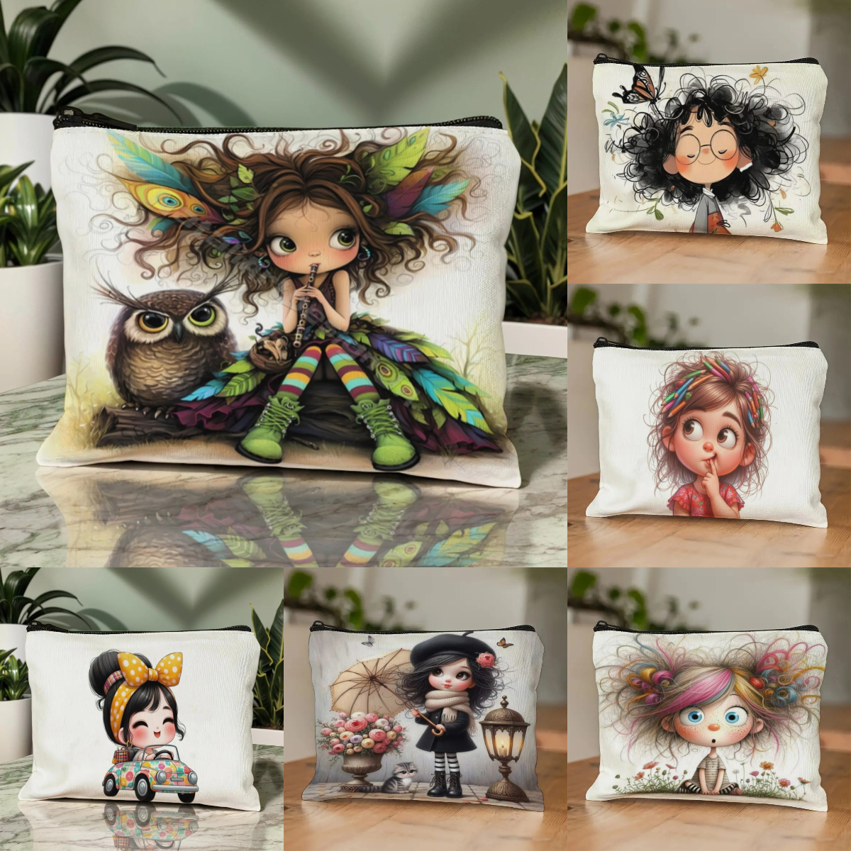 Cartoon Girl Makeup Bag Zipper - Women Bags And Purses reseña y precio