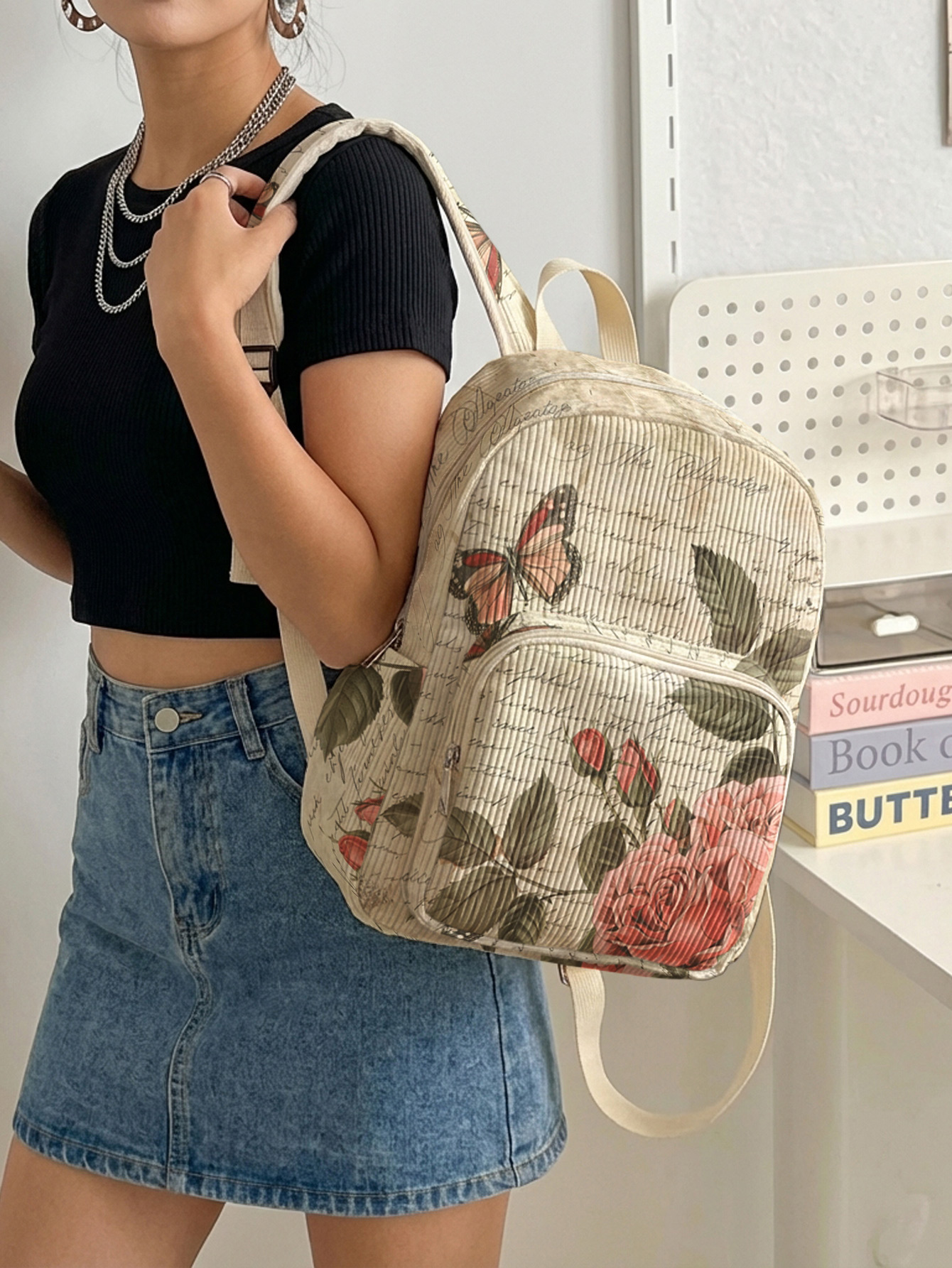 Vintage Roses & Butterfly Prin - Women'S Vegan Bags reseña y precio