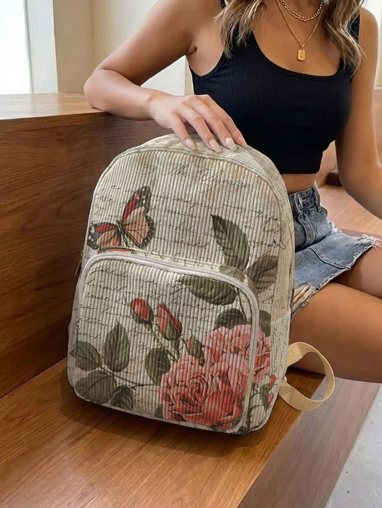 Vintage Roses & Butterfly Prin - Women'S Vegan Bags reseña y precio