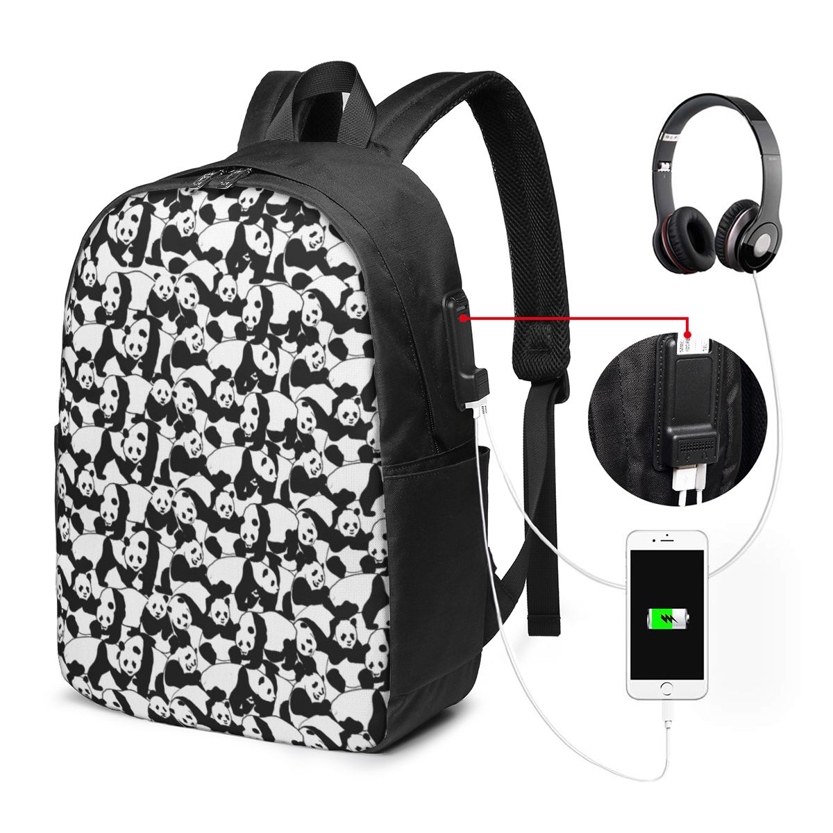 Panda Pattern Backpack Travel  - Women Bags For College reseña y precio