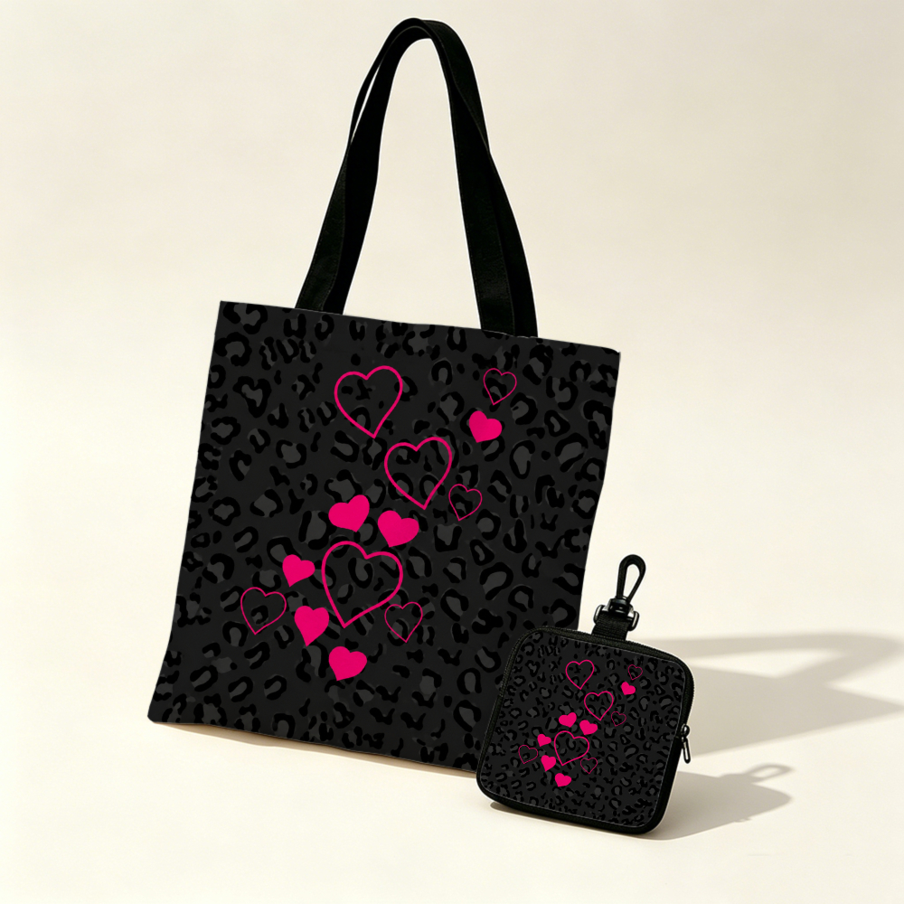 Black Leopard Print Pink Heart - Women Bags Gift reseña y precio