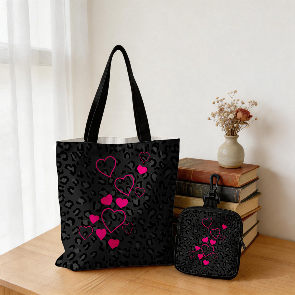 Black Leopard Print Pink Heart - Women Bags Gift reseña y precio