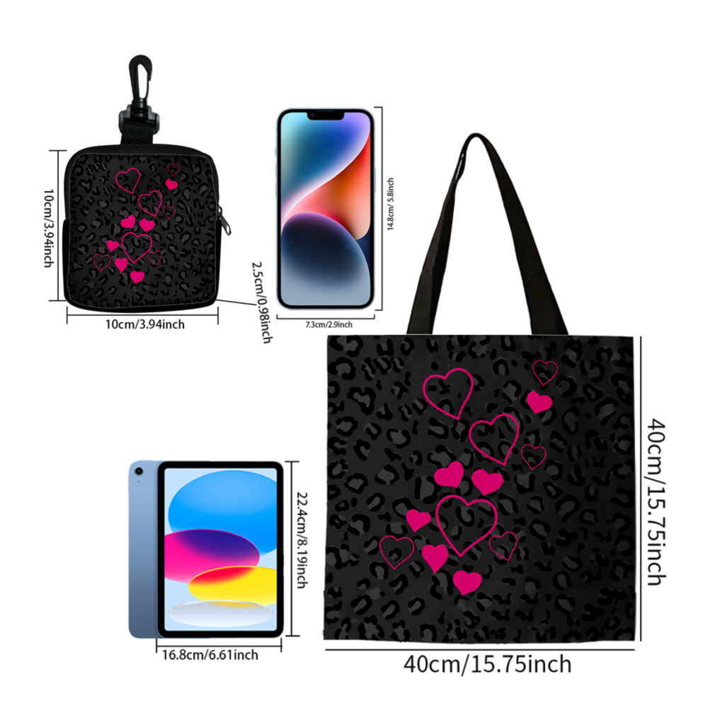 Black Leopard Print Pink Heart - Women Bags Gift reseña y precio