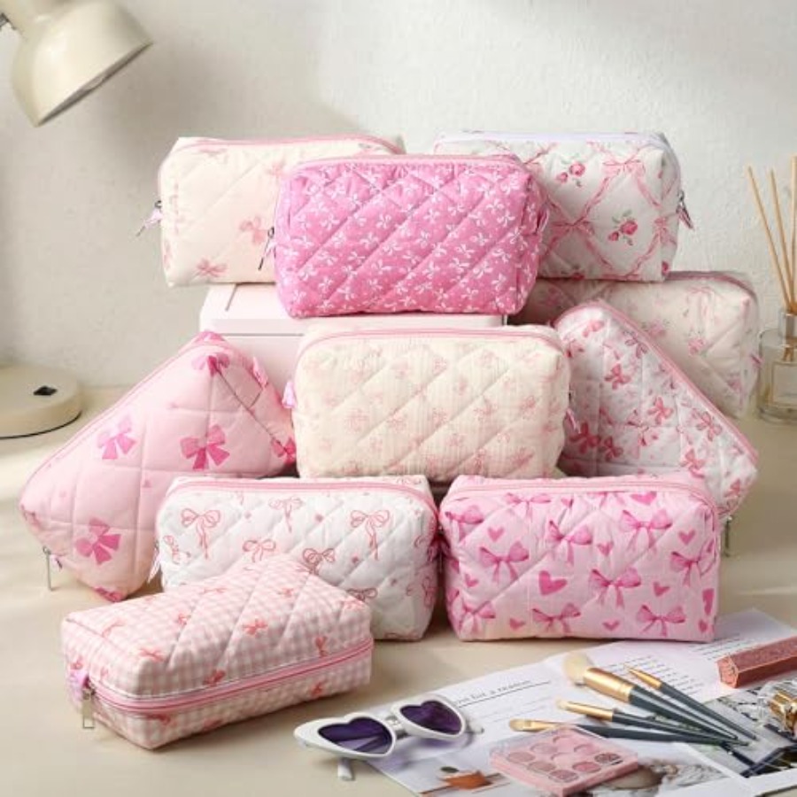 10 Pcs Quilted Makeup Bag Bulk - Women Bags Gift reseña y precio