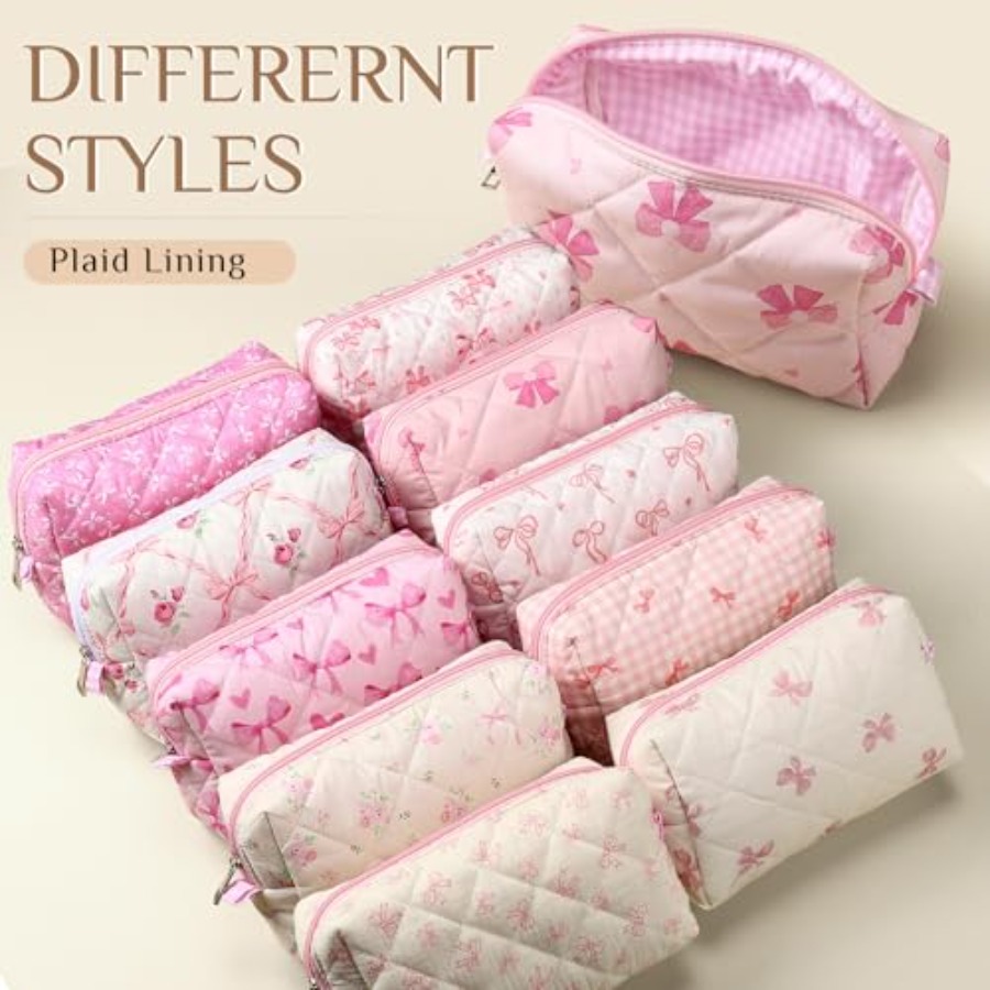 10 Pcs Quilted Makeup Bag Bulk - Women Bags Gift reseña y precio